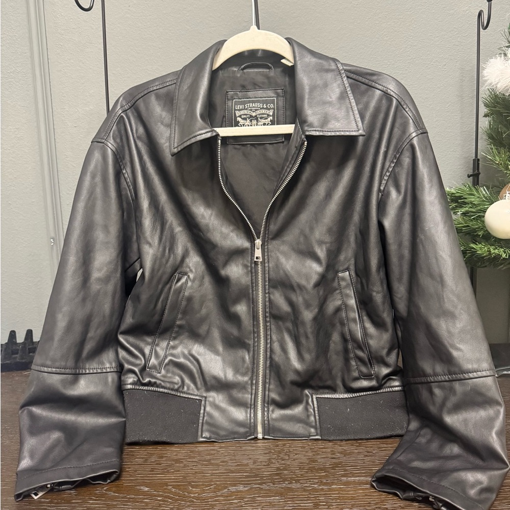 Levi's Classic Black faux leather bomber jacket